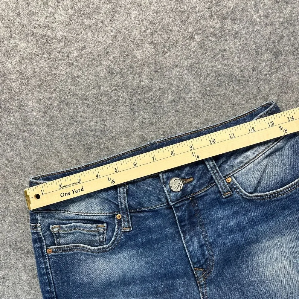 Mavi Jeans Women's 27 Angie‎ Mid Rise Slim Straight Distressed Denim Pants